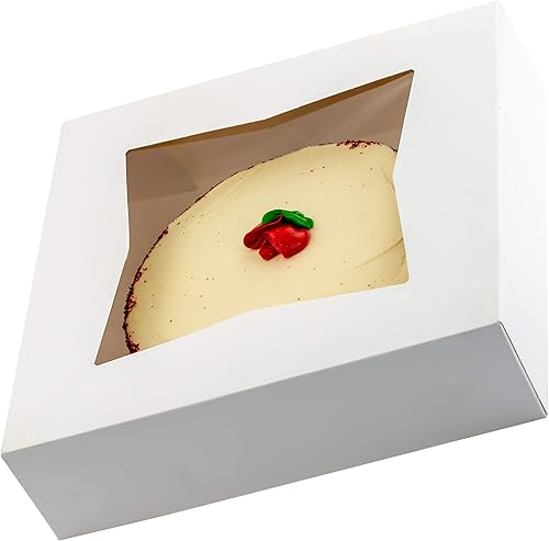 Caja de panadería blanca gourmet de 10 pulgadas, 1 unidadcaja individual. Bonita ventana para tartas, pasteles, cupcakes, pasteles. Transporta