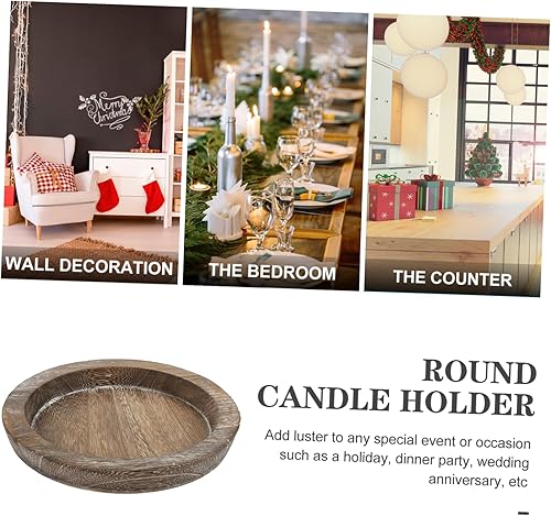 Miniatura 2 de Artibetter Bandeja de vela Portavelas Bandeja de servir Bandeja para portavelas Decoración rústica Velas redondas Bandejas de madera Bandeja de