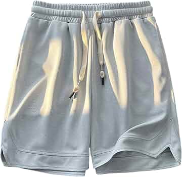Pantaloncini da spiaggia estivi da uomo casual con coulisse con elastico in vita e tasche pantaloni cargo da uomo, Giallo, M