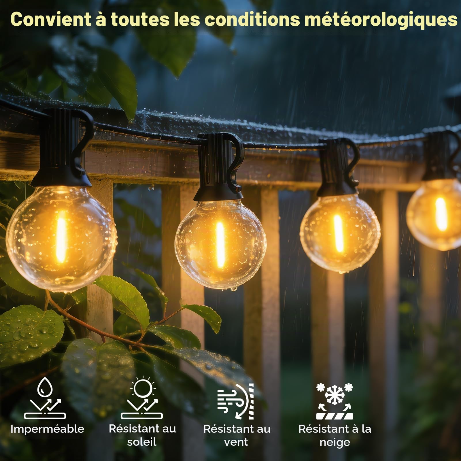 Guirlande Guinguette Exterieure avec Télécommande, 30M Dimmable Guirlande Lumineuse Extérieur avec 50+2 G40 LED Ampoules, 3 Modes,Minuteur, Lumiere Exterieur pour Terrasse Patio Jardin Mariage Camping