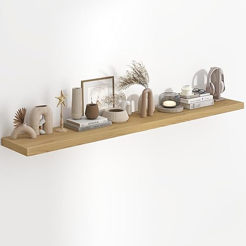 Miniatura 76 de Fun Memories Estantes flotantes de 36 x 8 pulgadas para pared, juego de 2 estantes de baño de granja, estantes de pared de madera de 36 pulgadas de