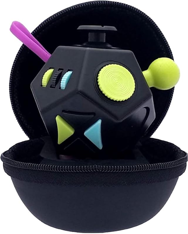 PILPOC Fidget Cube Dodecagon - Fidget Toys 12 Faces, Réduit l'Anxiété, Cube Anti Stress Adulte, Jouet Adultes Destressant, Autisme, TDAH Enfant Outils, Objet Satisfaisant (Noir et Mixte)