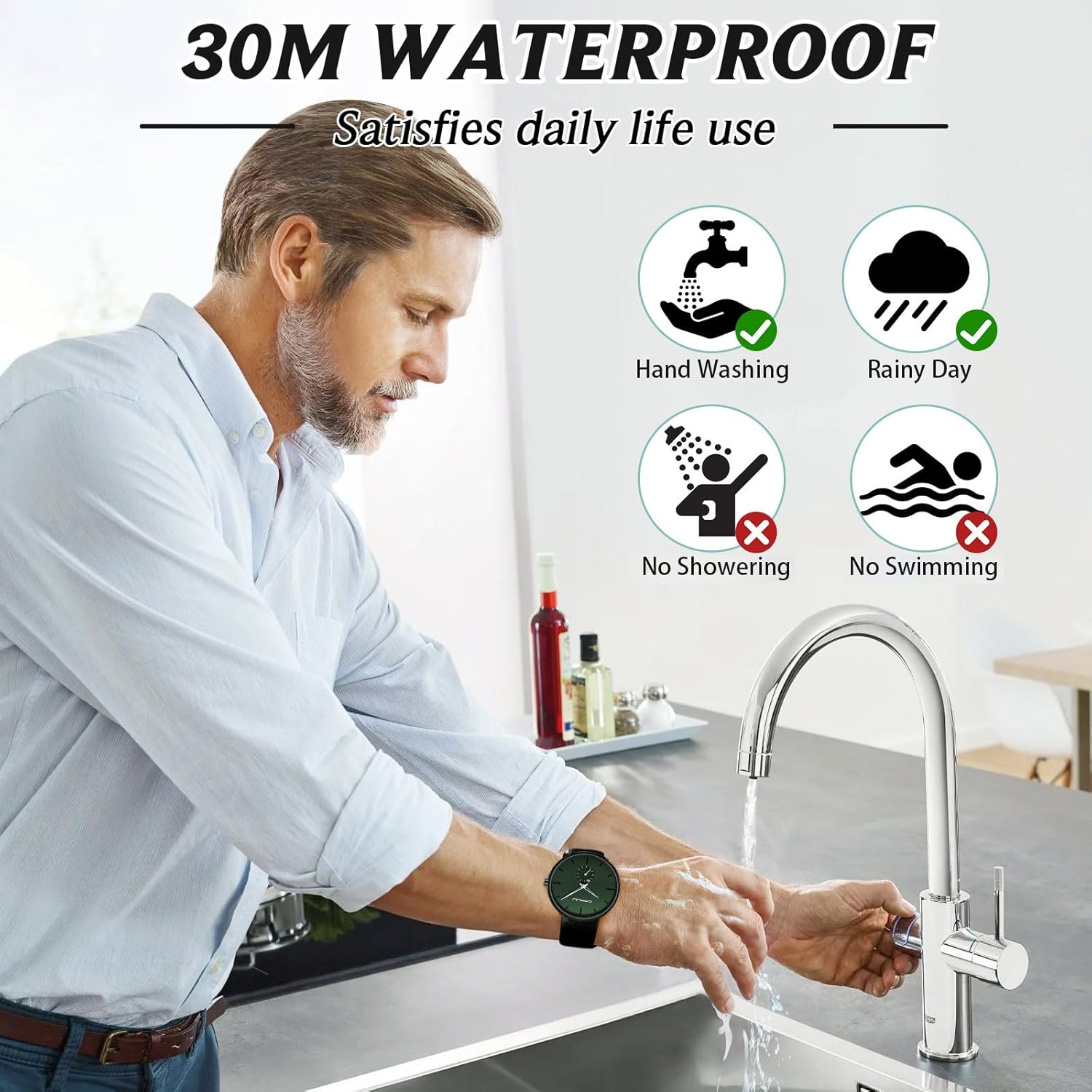 Mens Watches Ultra-Thin Minimalist Waterproof-Fashion Wrist Watch for Men Unisex Dress with Leather Band - Image 7