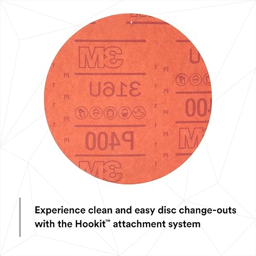 Miniatura 10 de 3M Hookit - P80D, disco de arena abrasiva, rojo, 6 pulgadas., Grado P220, Rojo