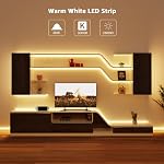 Lepro LED Lumières à bande, 32.8ft 24V Lumières à bande variable et flexible, 3000K Blanc chaud, 600 Unités 2835SMD Lampe à ruban pour la maison, Cuisine, Chambre, Voiture et plus, Non imperméable, Adaptateur électrique inclus