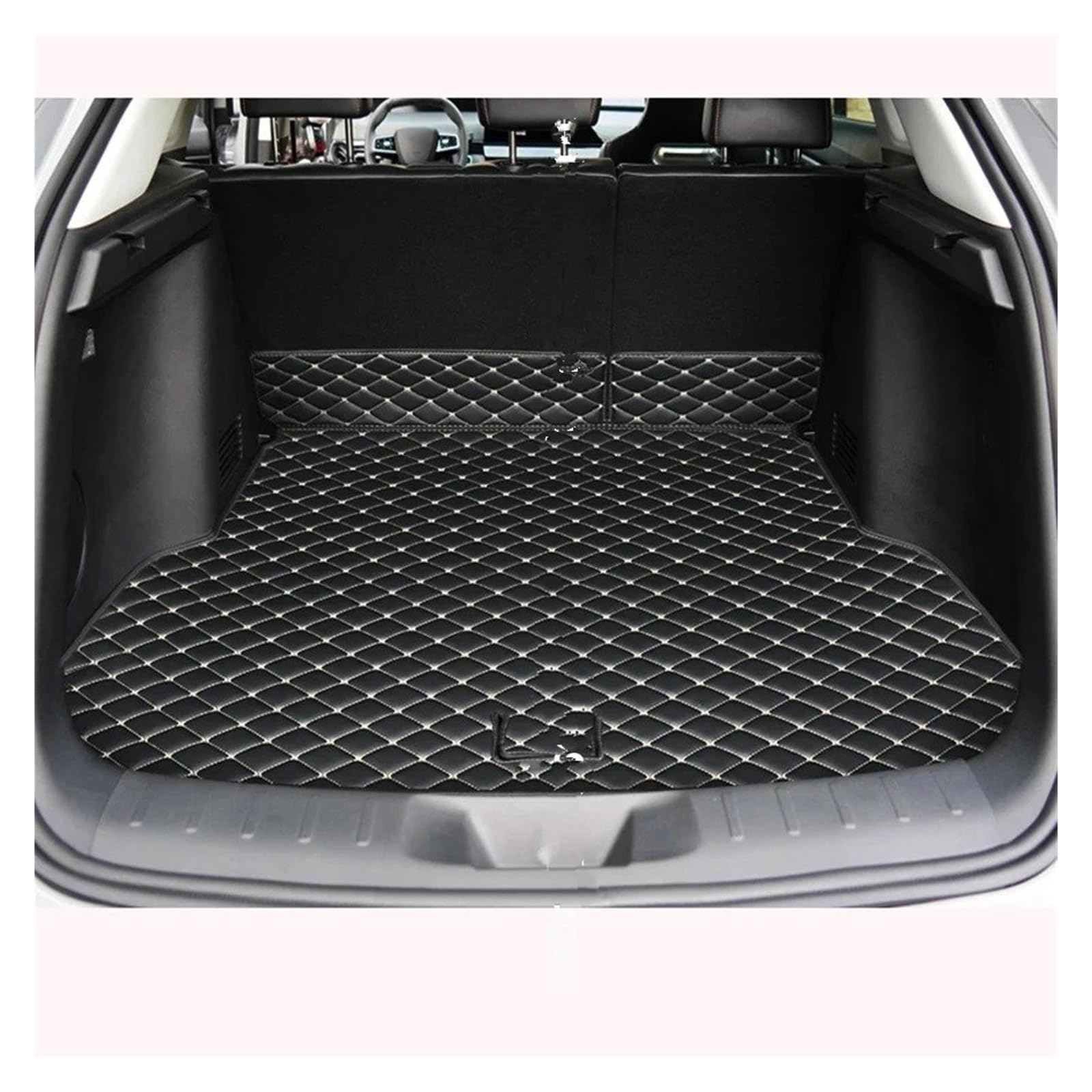 Kofferraumwanne Für CHANGAN Uni-K 2022-2025 Auto Custom Kofferraum Matte Anti-Schmutz Leder wasserdichte Cargo Liner Pad Schutzfrachtmatte(Black Beige)