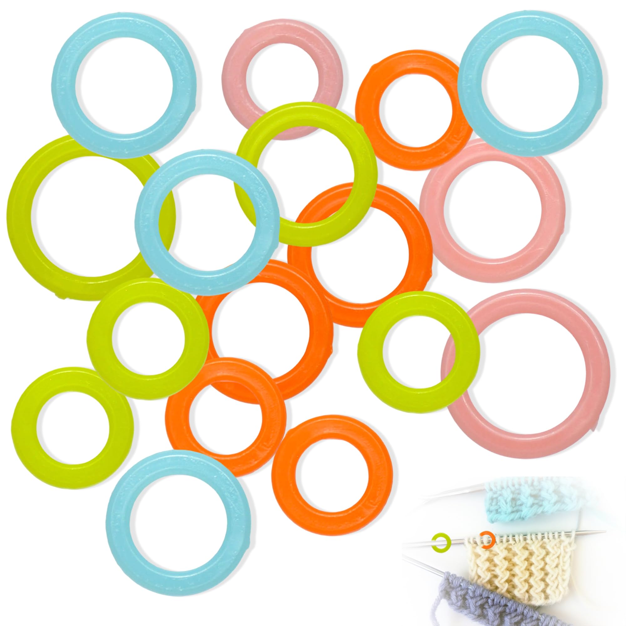 Stitch Marker Knitting Stitch Ring, 30 pcs Stitch Markers for Knitting Plastic Knitting Markers Rings 3 Sizes Smooth Crochet Ring Stitch Marker Ring Assorted Knitting Counters Needle (Random Color)
