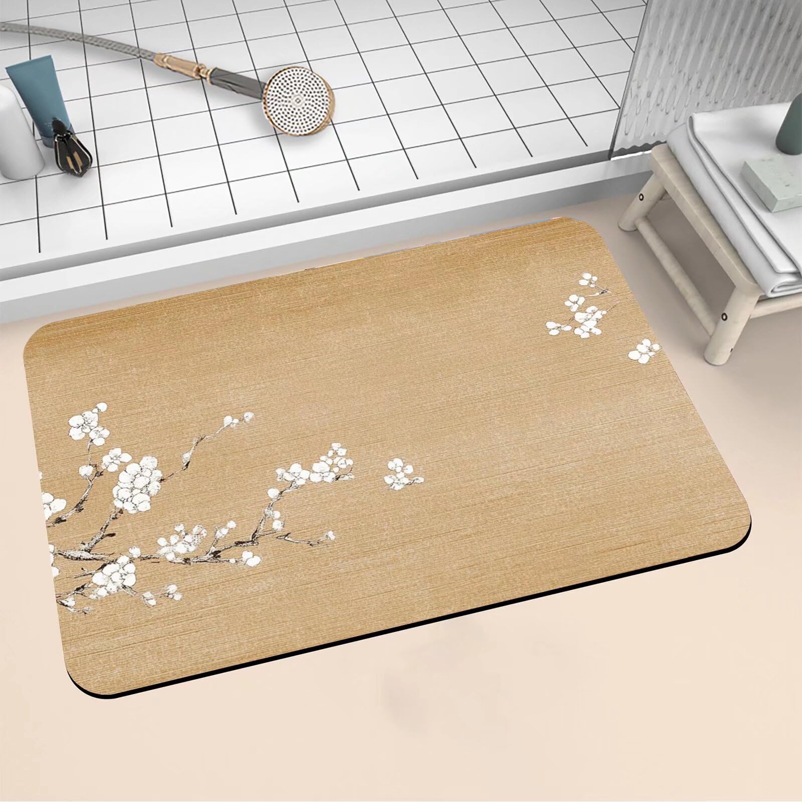 Alfombra Baño Secado Rapido Brown Alfombrilla Baño Diatomita Antideslizante, Alfombra Ducha Absorbente Fácil Limpieza Lavable Bath Mat Rug para Suelo Entrada Cocina 140x200cm 16-531