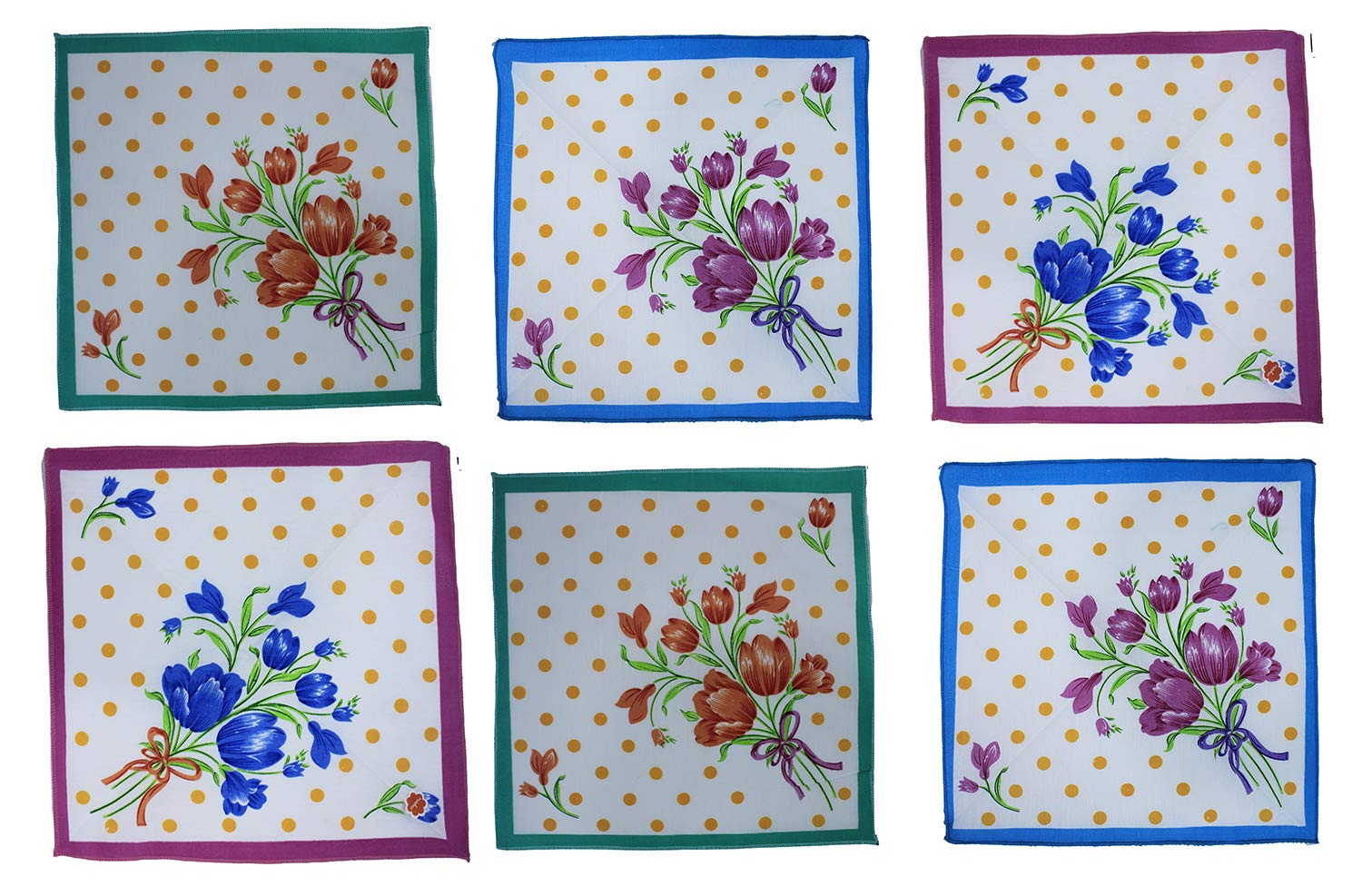 Flower Printed Cotton Hanky Set for Women and Girls (Set of 6 Pcs, Multicolor)-image-16