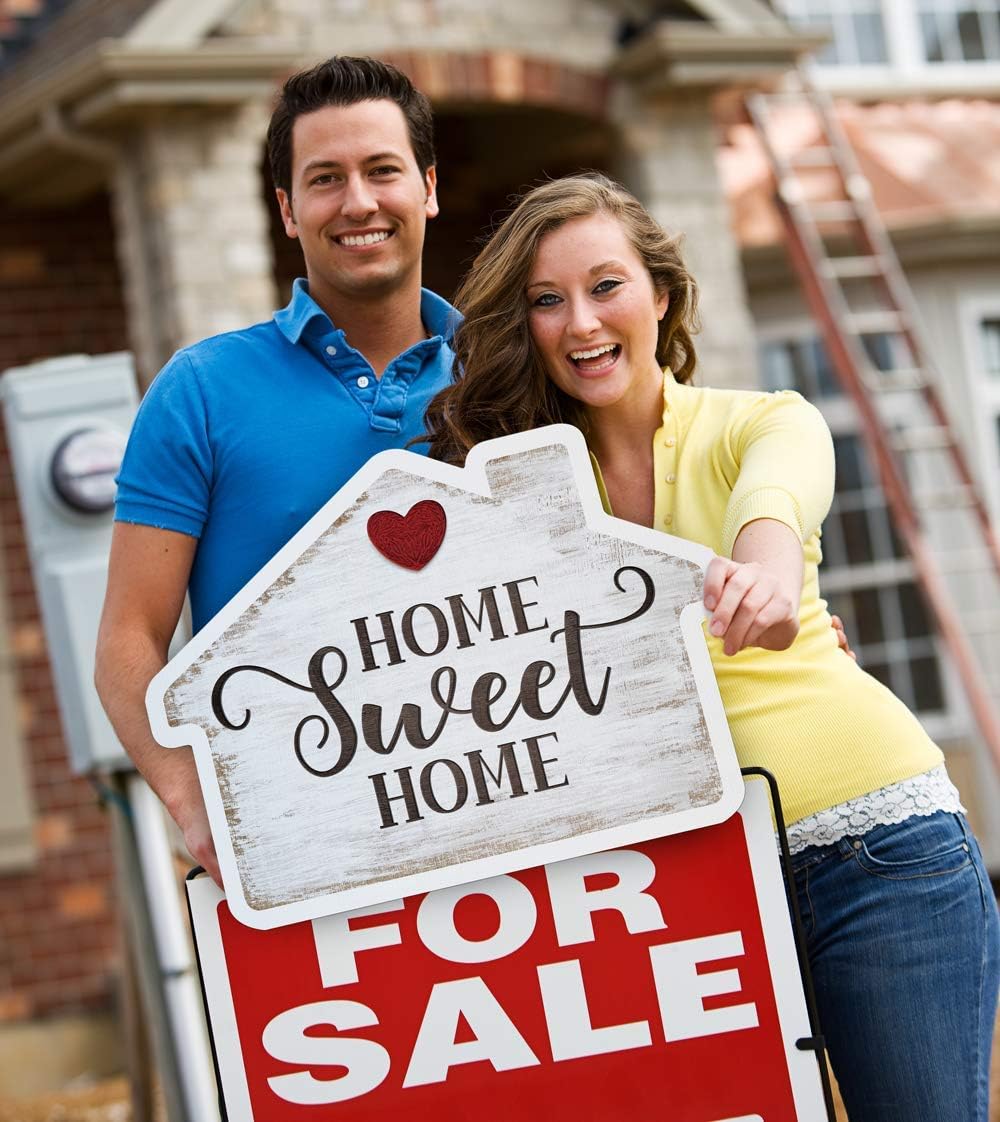 Calendars and More,Inc. Real Estate Social Media Testimonial Photo Prop Signs - Great for Instagram,Twitter and Facebook (House Shape - 1 Sign,Double Sided,House - Home Sweet Home/Yes to the Address)