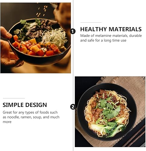 Miniatura 4 de UPKOCH Utensilios de plástico Tazón de ramen Tazones de fideos: 2 cuencos grandes de sopa Tazones de comida para ensalada de cereales Sopa Ramen