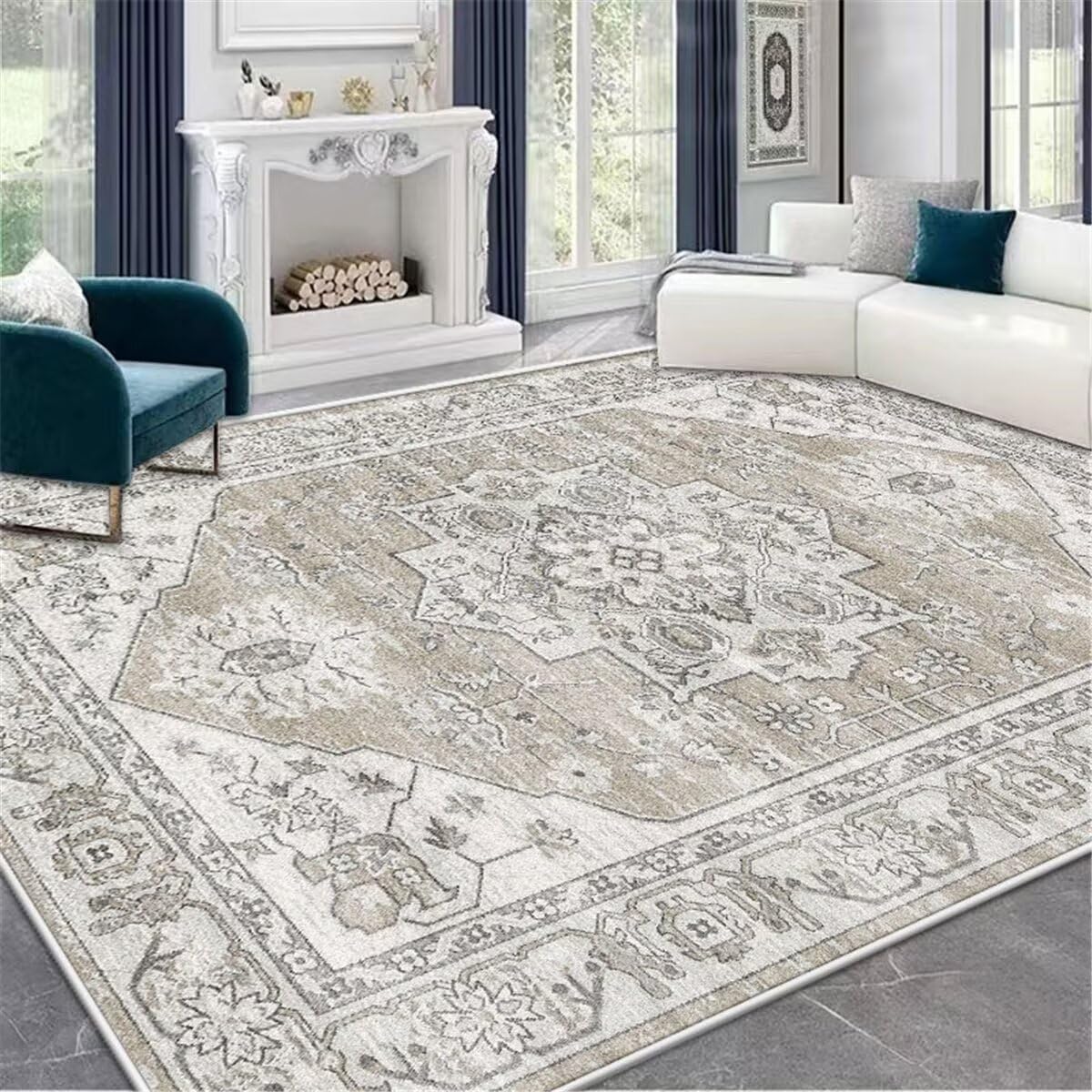 Tapis extérieur gazon tapis de salon traditionnel 160x200cm résistant à l'usure