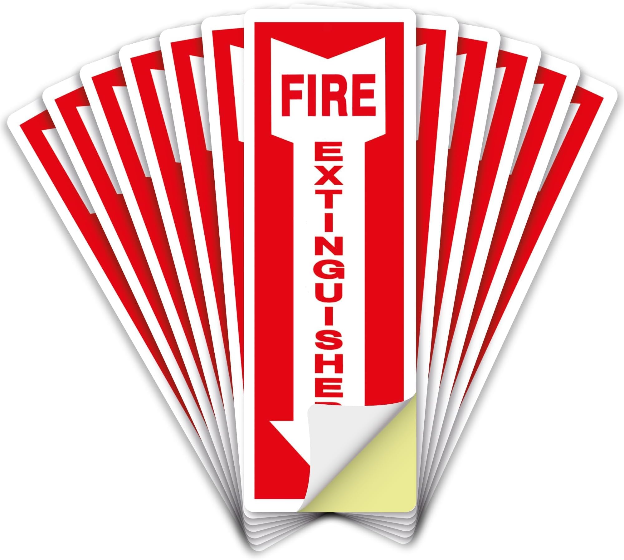 OLANZU Pack of 12 Fire Extinguisher Stickers 4"x 12"- 5 Mil Vinyl - Fire Extinguisher Sign for business with Arrow- Durable Self Adhesive, Weatherproof and UV Protected-Ideal for Office, Home and Outdoor places
