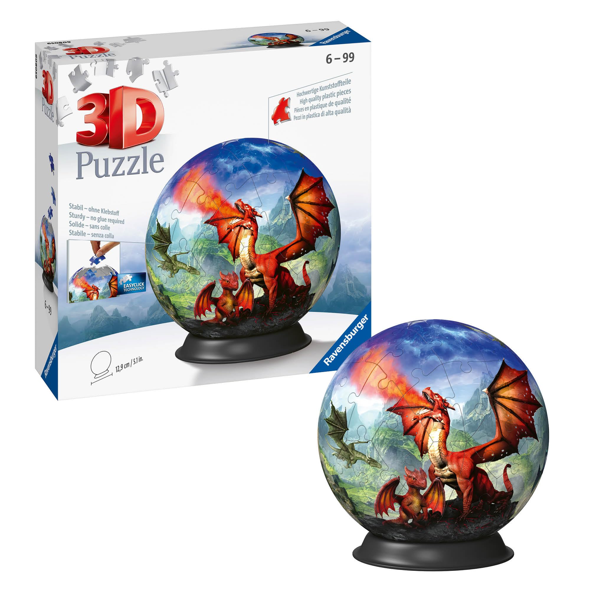 Ravensburger 3D Puzzle 11565 - Puzzle-Ball Mystische Drachen - Puzzeln in DREI Dimensionen nach Motiv oder Zahlen - für Erwachsene und Kinder ab 6 Jahren