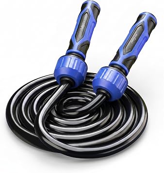 Buddy Lee Weighted Jump Rope 1.5 lbs Heavy-Duty 10mm PVC Rope with Adjustable Length, Power Grip Handles & Carry Pouch | Jump Rope