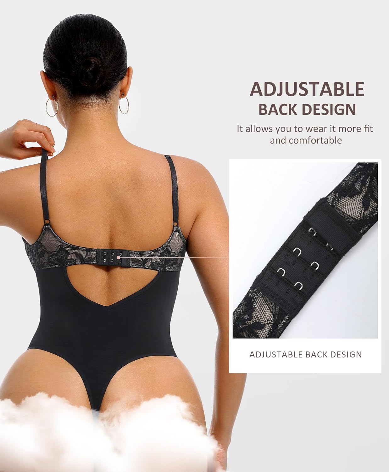 FeelinGirl Lace Shapewear Bodysuit Tummy Control Women V Neck Body Suit Thongs Blackless Sleeveless Tank Tops - Image 4