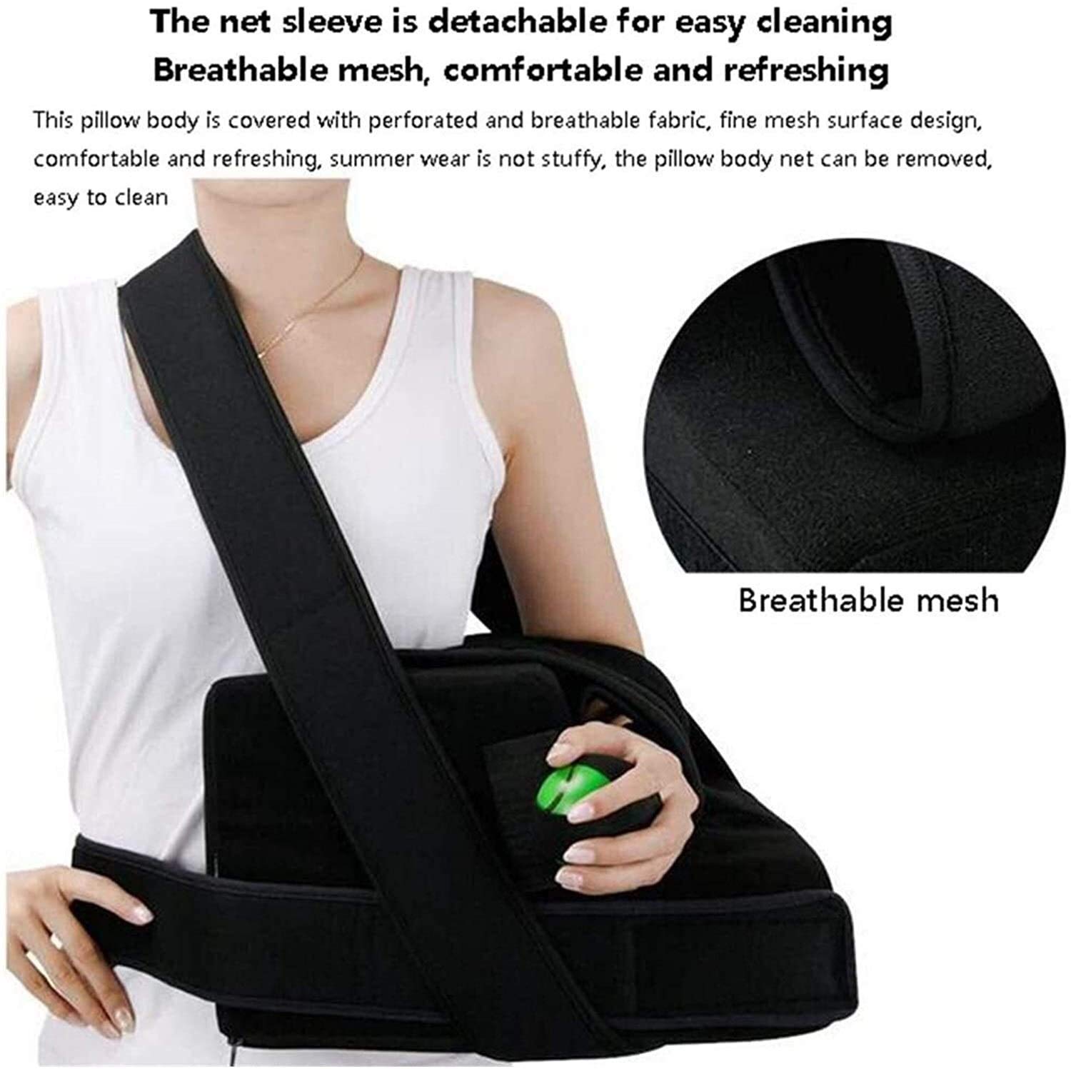 Cabestrillo portátil para Brazo, inmovilizador de Hombro Ajustable, Soporte para Manguito rotador, Soporte para Hombro, Almohada de abducción para Brazo Izquierdo Derecho, Reduce el Dolor/f