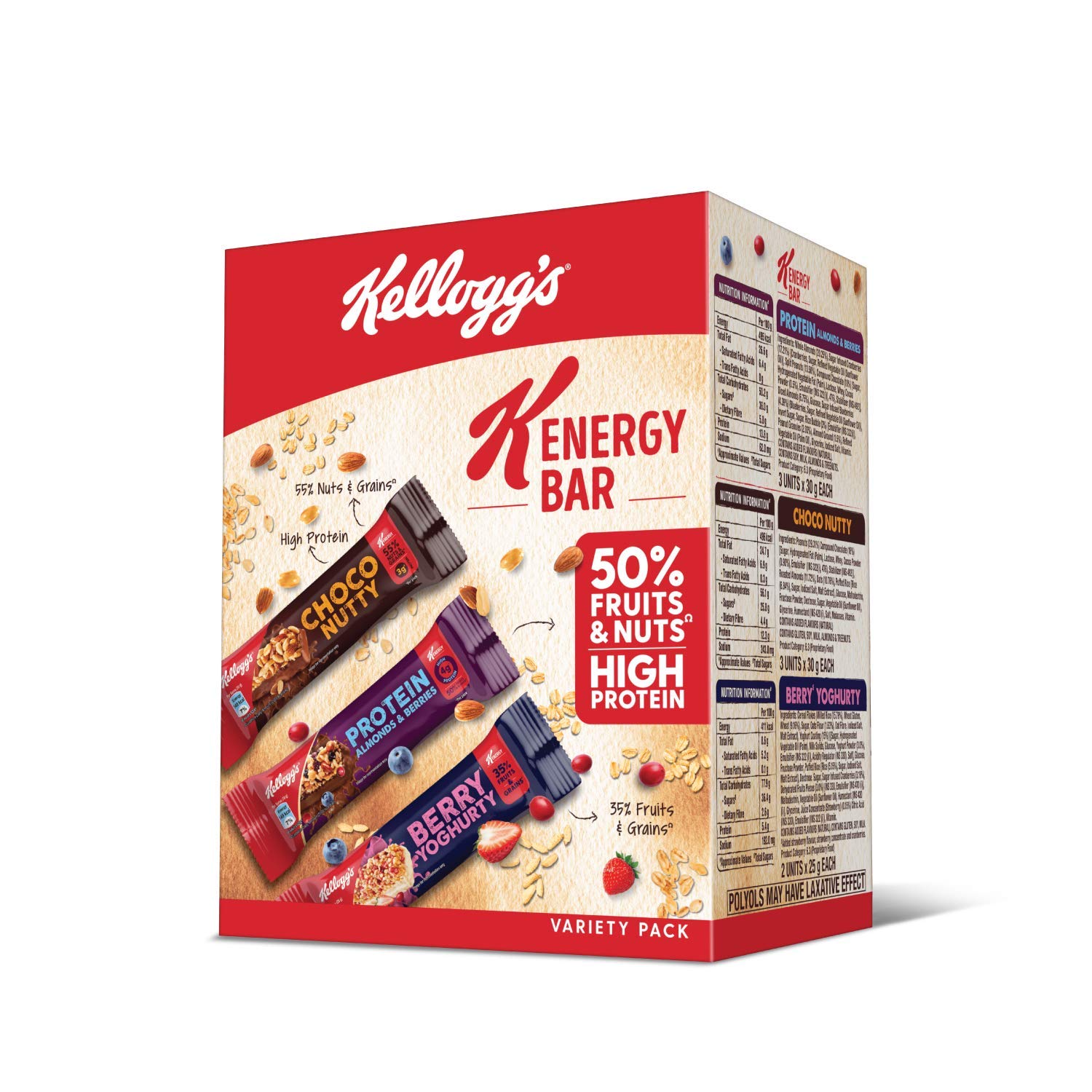 Buy Kellogg's KEnergy Bar Variety Pack 230g (8 Bars, 3 x Protein