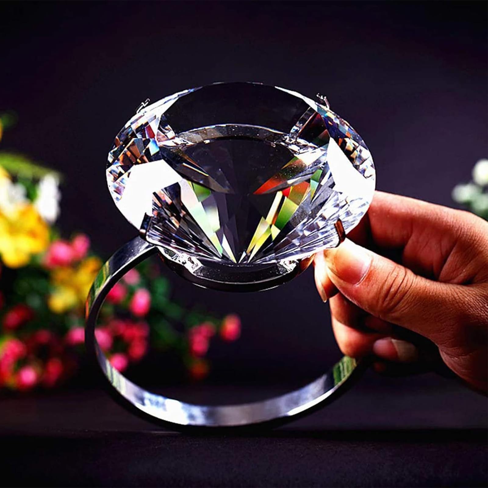 Presse-papiers Cristal Diamant 80mm Éclatant - Bijou De Verre Pour Décoration Maison, Mariage, Fête Et Noël