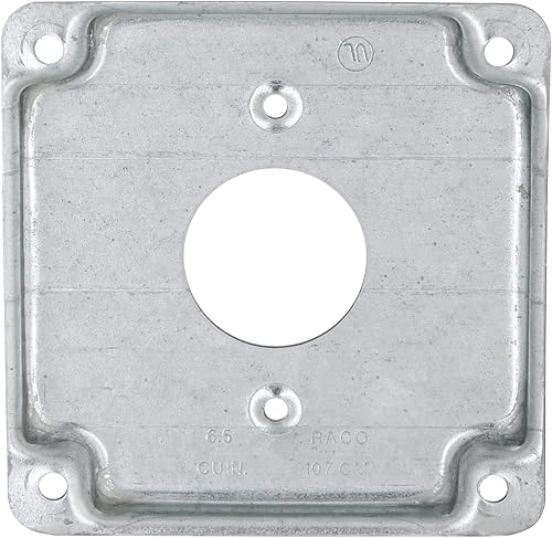 Vista 11 de Hubbell-Raco 902C 1 receptáculo dúplex de 4 pulgadas, cubierta cuadrada de trabajo expuesta, color plateado