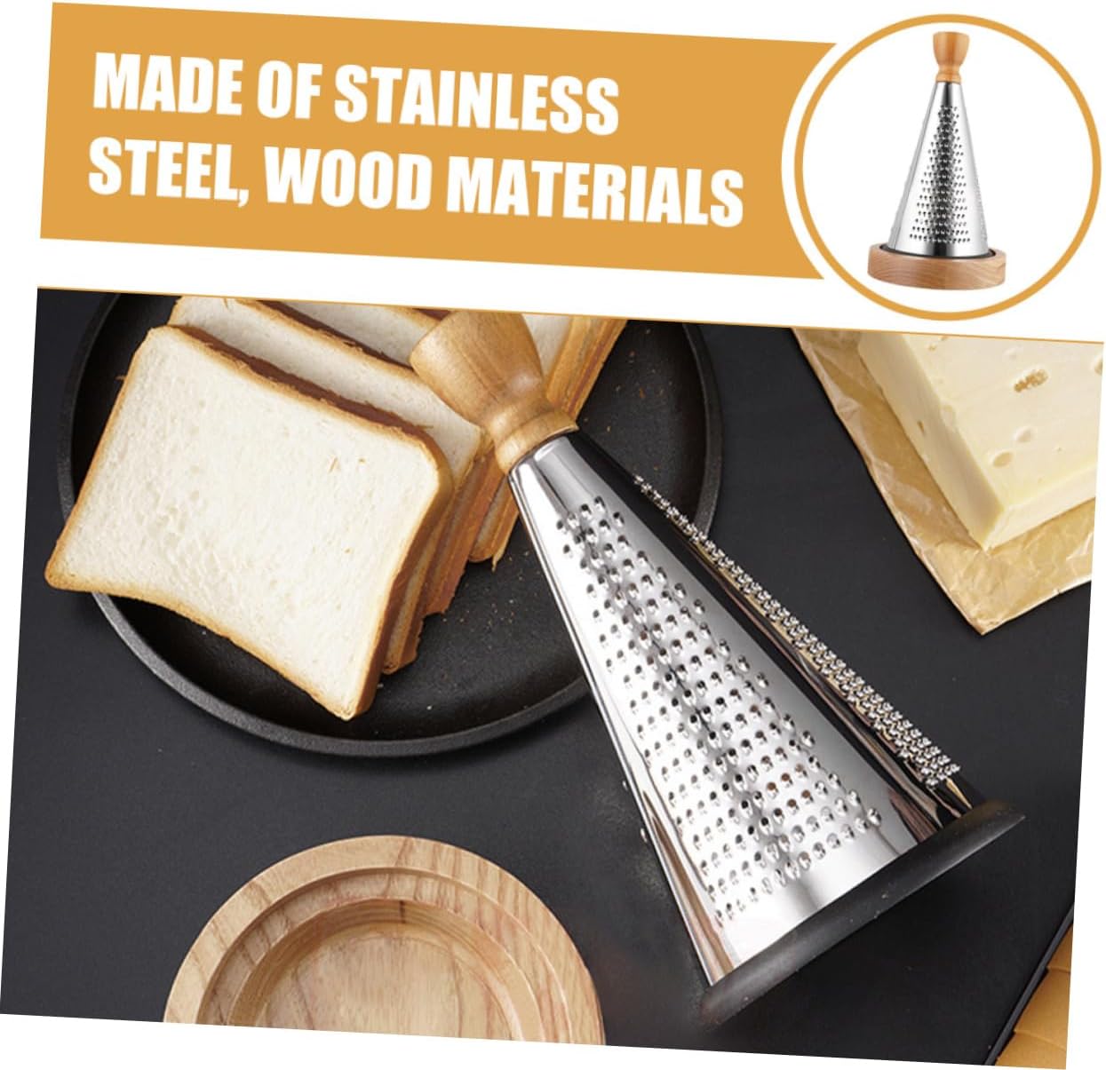 Professional Design Cheese Grater Home Restaurant Use Stainless Steel Wood Handle for Safe Shaving