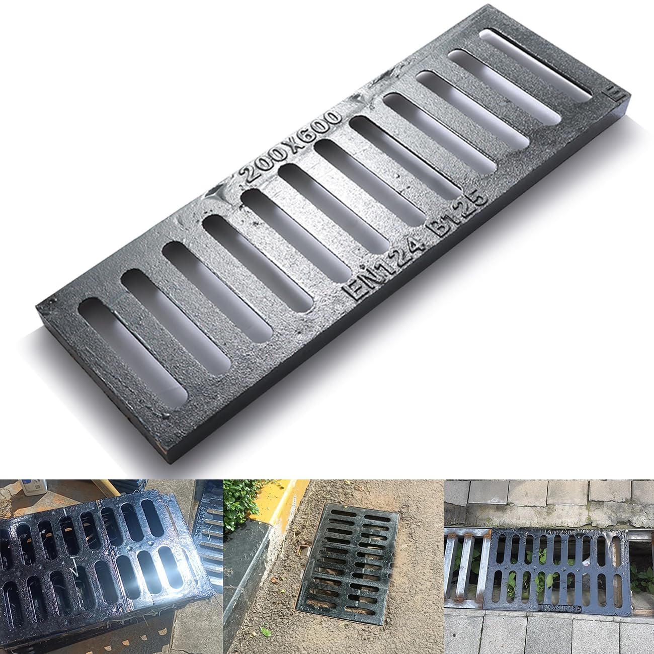 Rectangle Cast Iron Drain Grate, 24 * 8 in B125 Heavy Duty