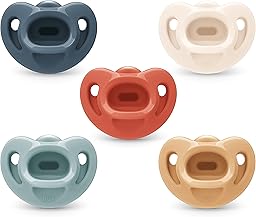 NUK Timeless Comfy Pacifier | 100% Silicone, One-Piece Design | BPA-Free, Gentle on Babyβs Skin | 5-Pack, for 0-6M