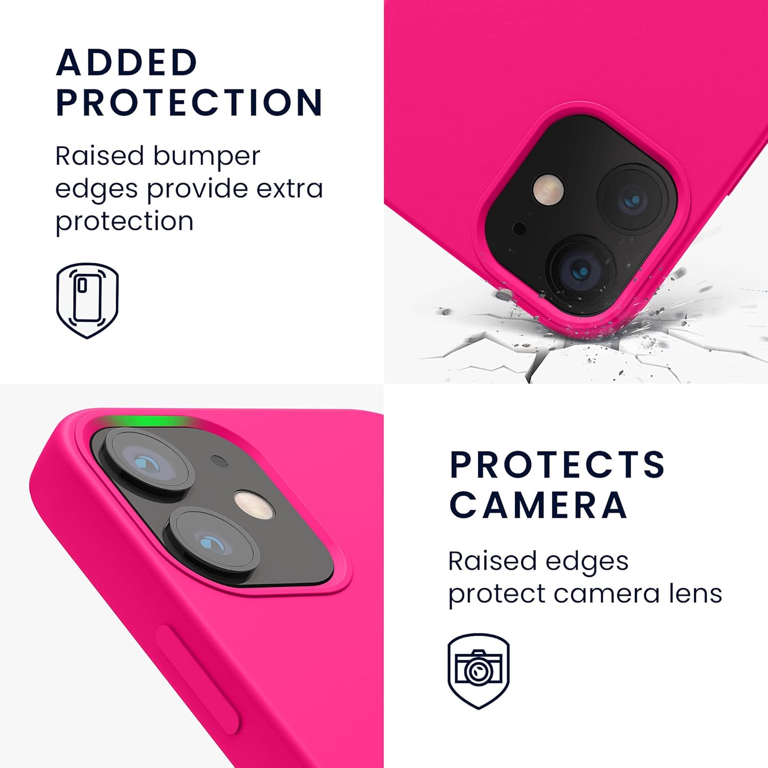 kwmobile Case Compatible with Apple iPhone 12 mini Case - TPU Silicone Phone Cover with Soft Finish - Neon Pink - Image 4