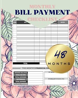 48 Month Bill Payment Tracker Floral Cover