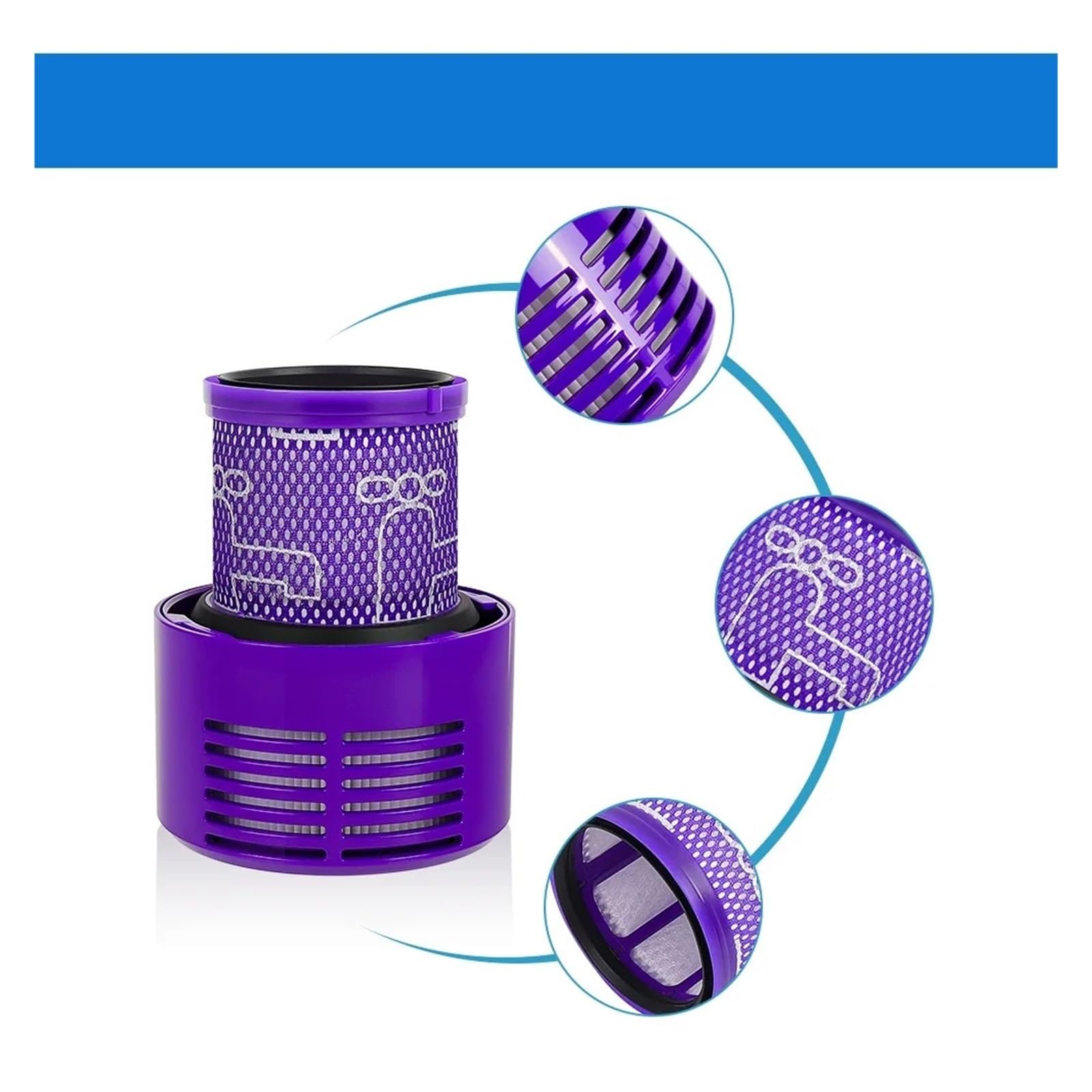 Reemplazo de filtro, compatible con Dyson, V10 SV12, repuestos for aspiradora, accesorios de filtro HEPA lavables, consumibles de limpieza for el hogar(SET1)