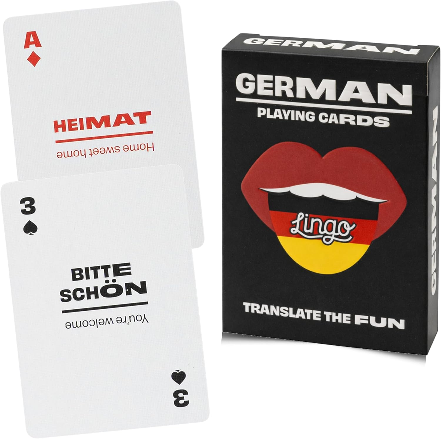 German Lingo Playing Cards | Travel Flashcards | Learn German Vocabulary in A Fun & Easy Way | 52 Essential Translations
