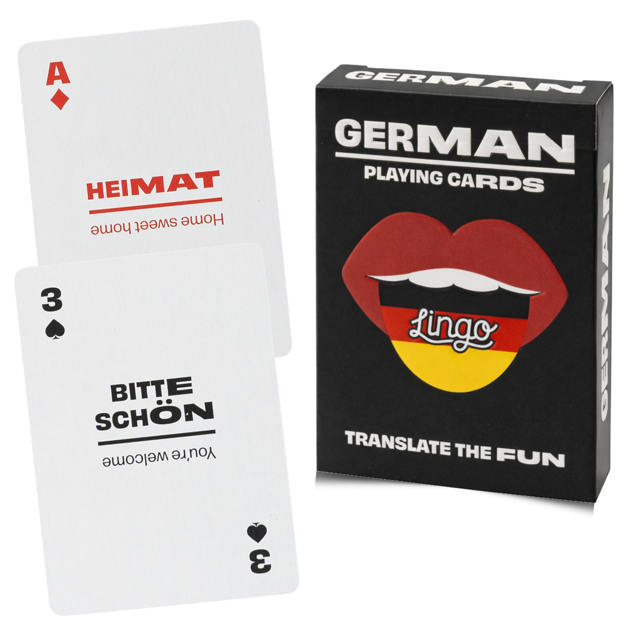 German Lingo Playing Cards | Travel Flashcards | Learn German Vocabulary in A Fun & Easy Way | 52 Essential Translations