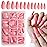LoveOurHome 240pc Gel Almond Press on Nails Medium Stiletto Fake Fingernails Full Cover False Artificial Nail Tips Pink Manicure Decor with Tabs for Women Girls