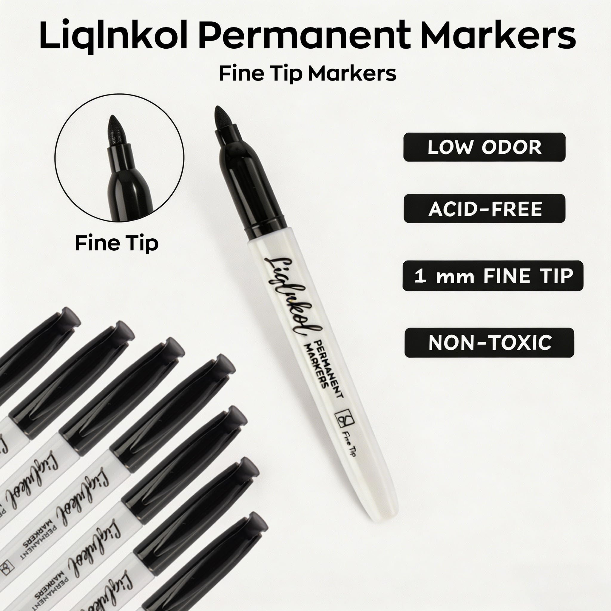 Lot de 700 marqueurs permanents avec pointe fine noire, imperméables, séchage rapide, fournitures de bureau pour l'école, le bureau, la maison.