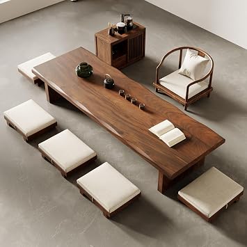Wooden coffee table, Japanese floor table, Rectangular Tatami Tea Table, Meditation Altar Table Multifunctional Low Table for sitting on the floor Brown, 160 60 35CM