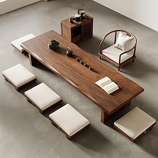 Wooden Coffee Table, Japanese Floor, Rectangular Tatami Tea, Meditation Altar Table Multifunctional Low Table for Sitting on The Floor (Brown, 55.1×23.6×13.7IN)