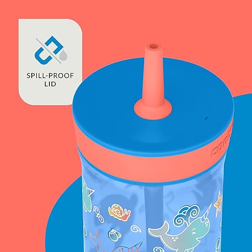 Miniatura 2 de Contigo Leighton - Botella de agua de plástico para niños, vaso de 14 onzas a prueba de derrames con popote para niños, apto para lavavajillas,
