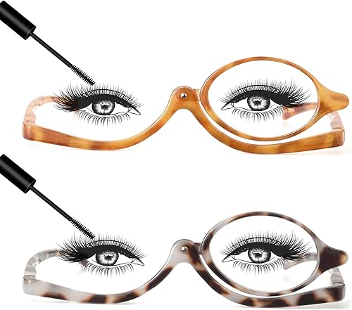 JM 2 pares de anteojos de lectura de maquillaje con aumento abatible para mujeres +2.25