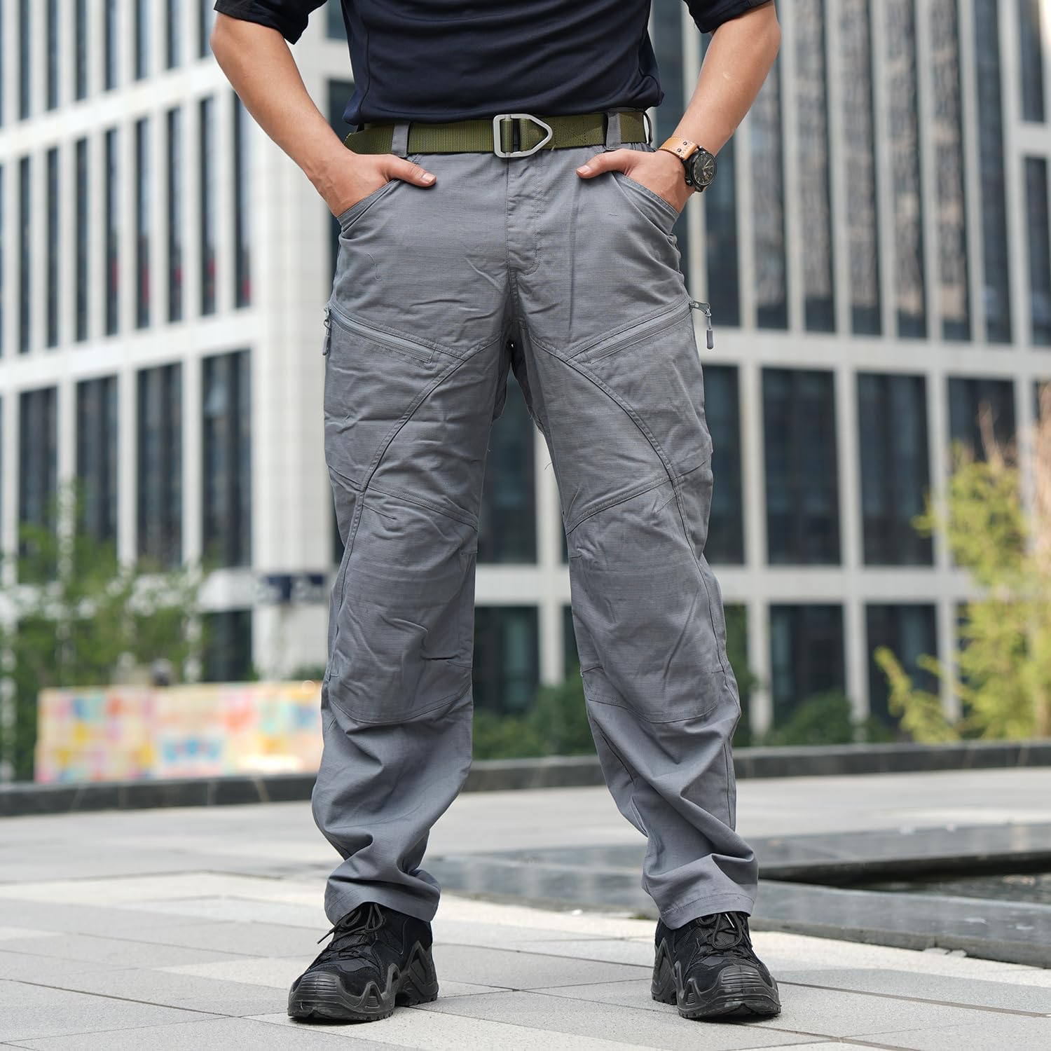 Men's Tactical Cargo Pants, Ripstop Waterproof Lightweight Hiking Pants, Work Pants with 7 Pockets