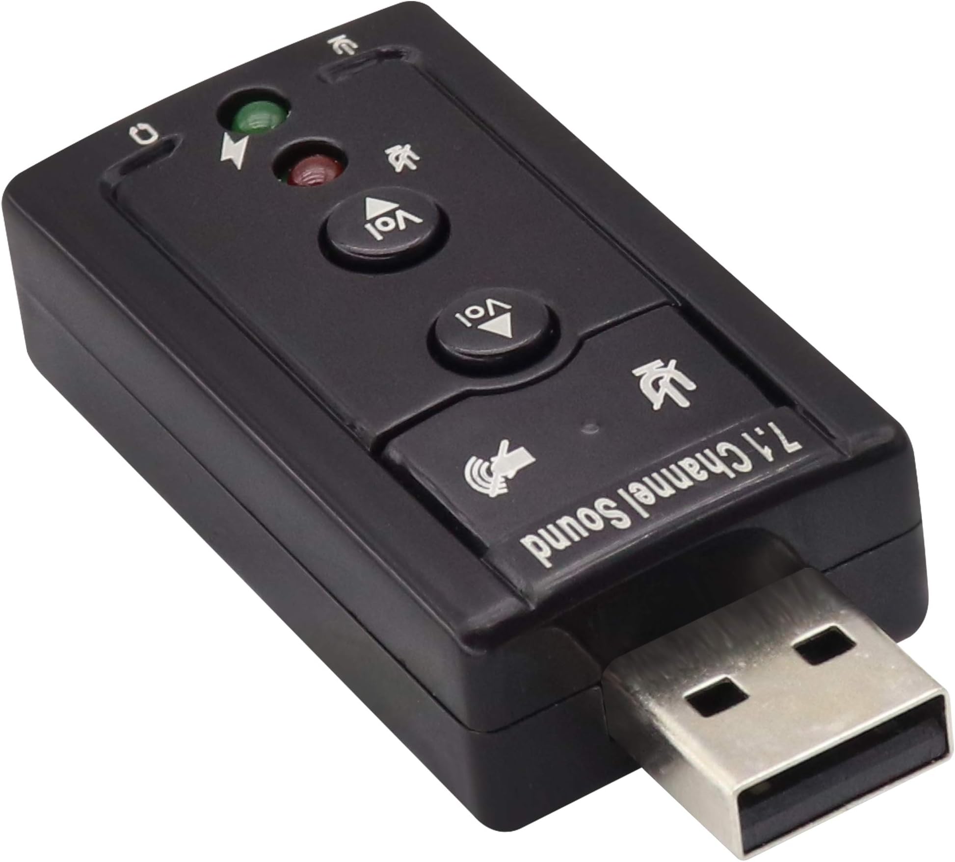 Hi-Speed USB 2.0 7.1-Channel Virtual USB 3D Stereo Audio Adapter External Sound Card with 3.5 mm Audio and Microphone Ports, Internal Amplifier and Volume Controls