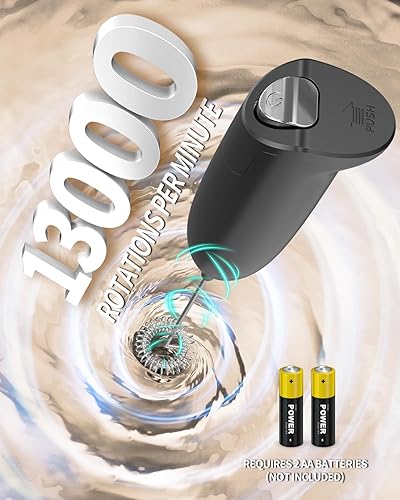Miniatura 2 de CIRCLE JOY Espumador de leche, espumador de café eléctrico, mini espumador de mano para matcha lattes, capuchino, regalos de cocina, negro