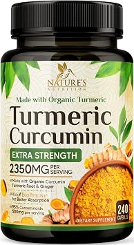 Turmeric Curcumin Supplement 2350mg - 95% Curcuminoids with Organic Turmeric & Ginger, BioPerine Black Pepper for Best Absorption, Natures Vegan Joint Support, Non-GMO, Bottled in USA - 240 Capsules