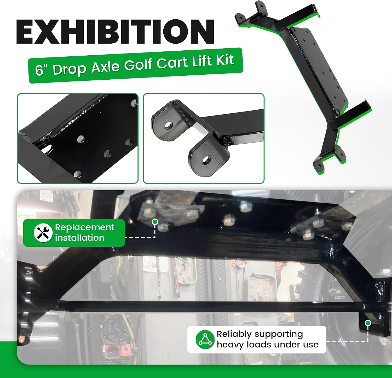 ALMULOO 6" Drop Axle Golf Cart Lift Assembly Compatible with 2001.5-2020 EZGO Medalist/TXT Golf Cart Models