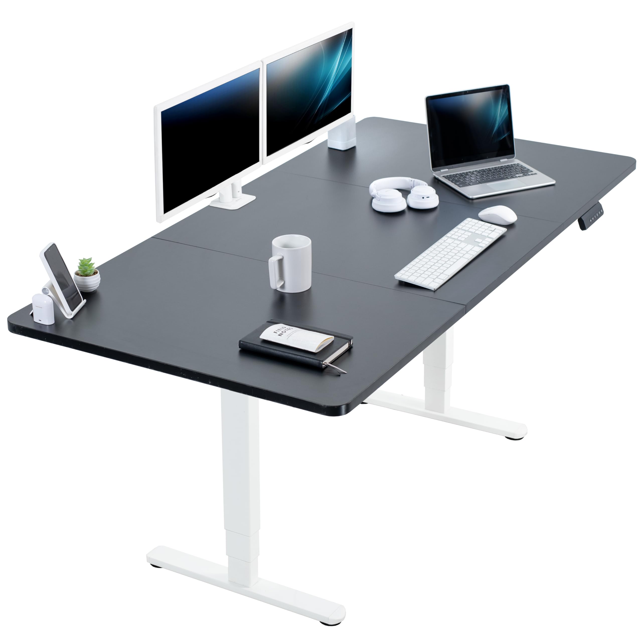 VIVO Electric 71 x 36 in Dual Motor Sit Stand Desk, Memory Height Adjustment, 2B Series, Black Top White Frame, DESK-KIT-2W7B-36