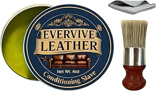 Leather & Wood Restoring Salve - 4oz Furniture Polish & Conditioner with Applicator Brush & Microfiber Towel, for Leather Couches, Car Seats, Wood Tables & Vinyl
