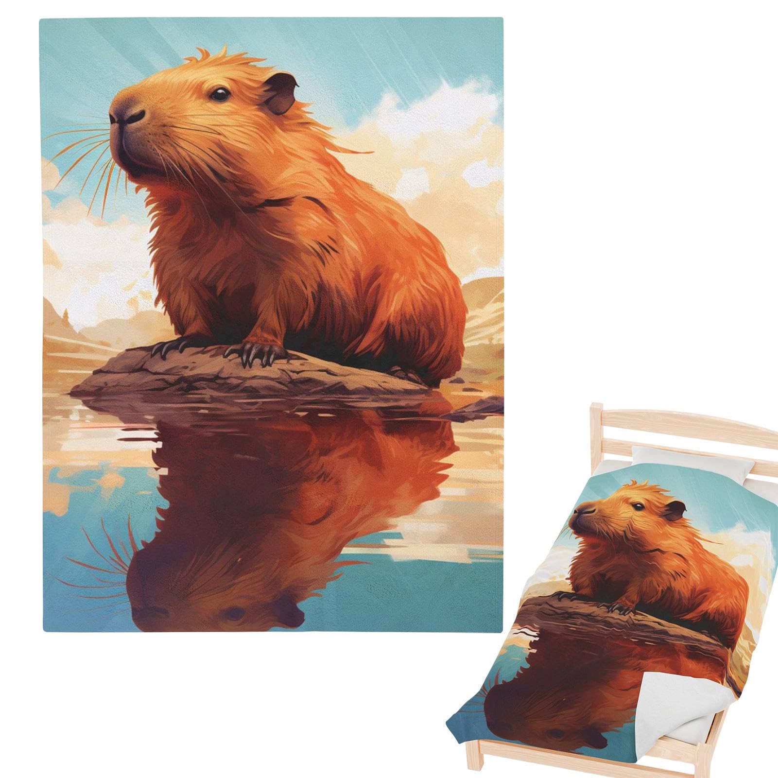 Couverture Capybaras cadeau original jeté en flanelle chaude et moelleuse