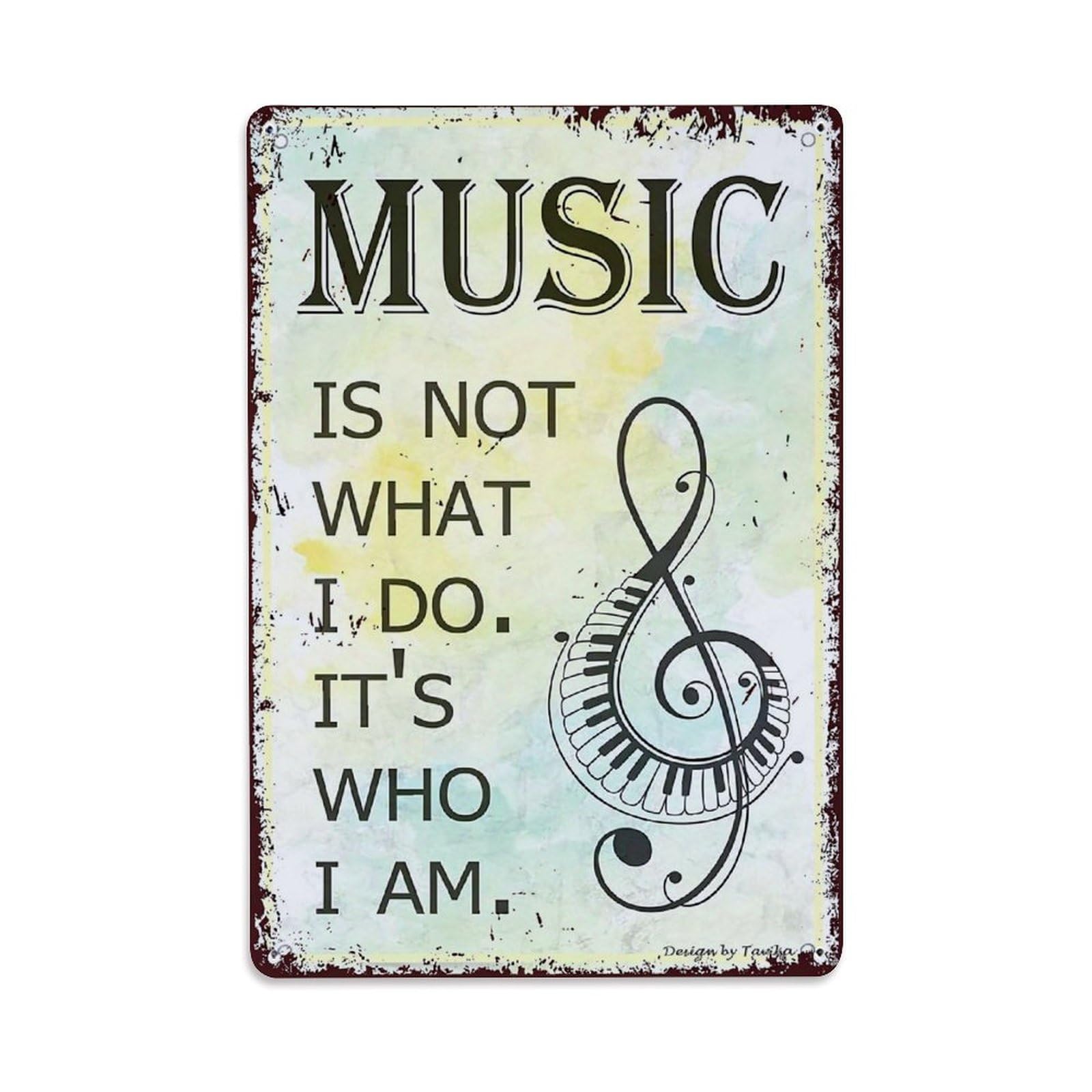 Jdfenggu Vintage Music Is Not What I Do It's Who I Am Retro Metal Tin Sign, Decor Art Poster For Bar, Home, Man Cave, Kitchen, Laundry Room Gift 8X12inch