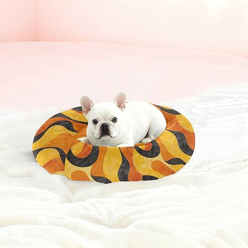 Miniatura 2 de KLL Orange Black Wave Line Relieve Stress Pet Cat Bed fluffier Dog & Cat Cushion for Extra Small Size Pets Sleeping Camas para mascotas Grandes