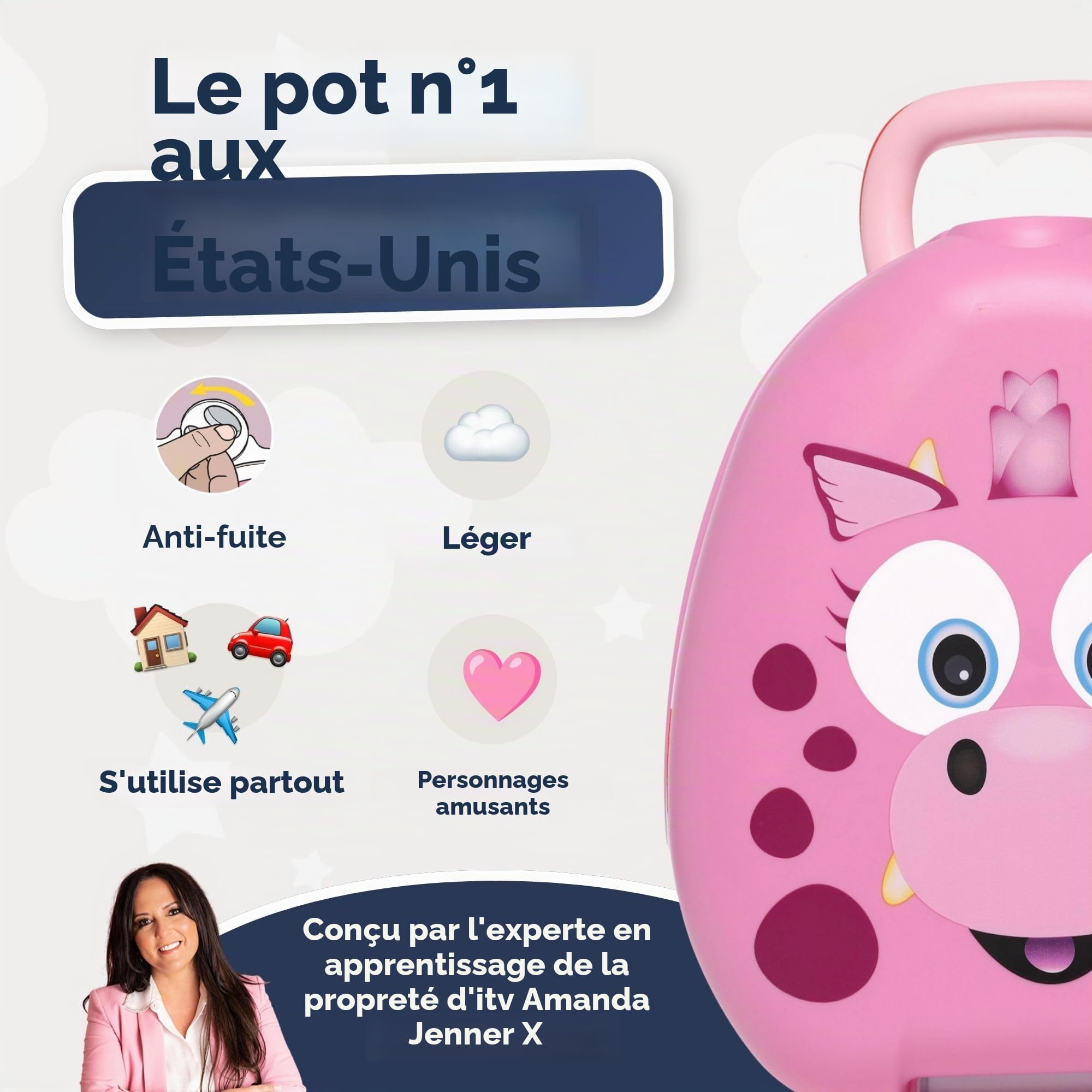 My Carry Potty - Pot de Voyage Dragon Rose, Meilleur Siège de Toilette Portable pour les Tout-Petits et les Enfants à Emporter Partout