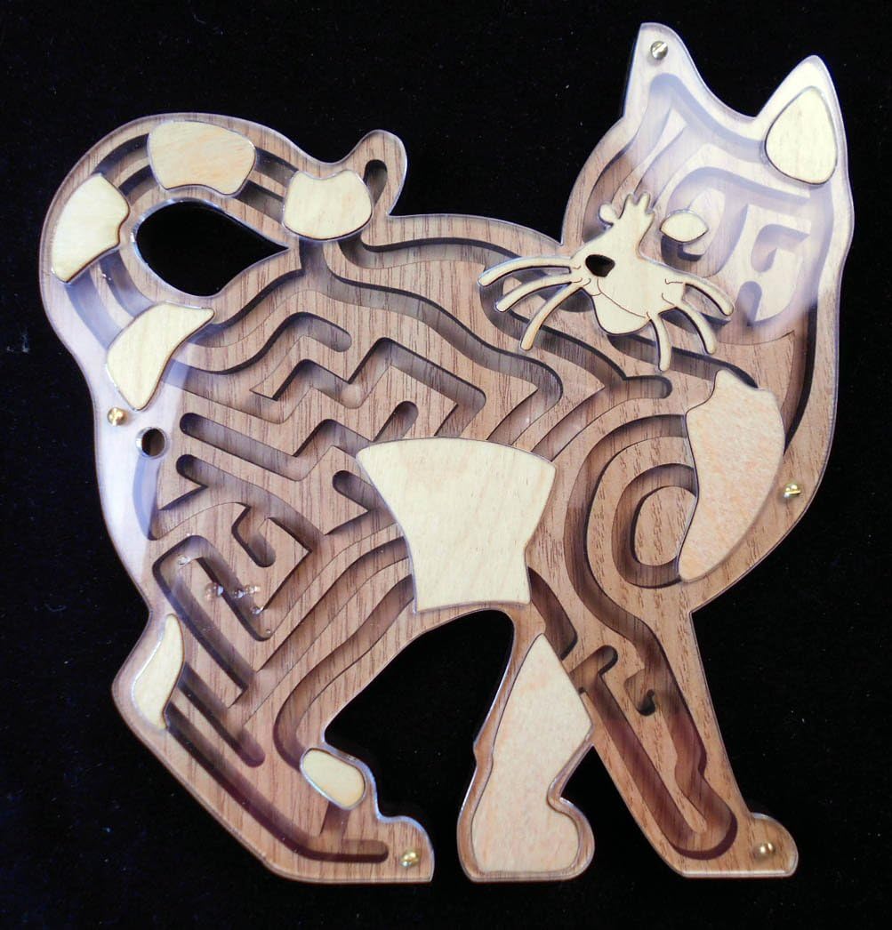 Feed The Cat Maze Puzzle – Beautiful and Sneaky Hard - Handcrafted USA